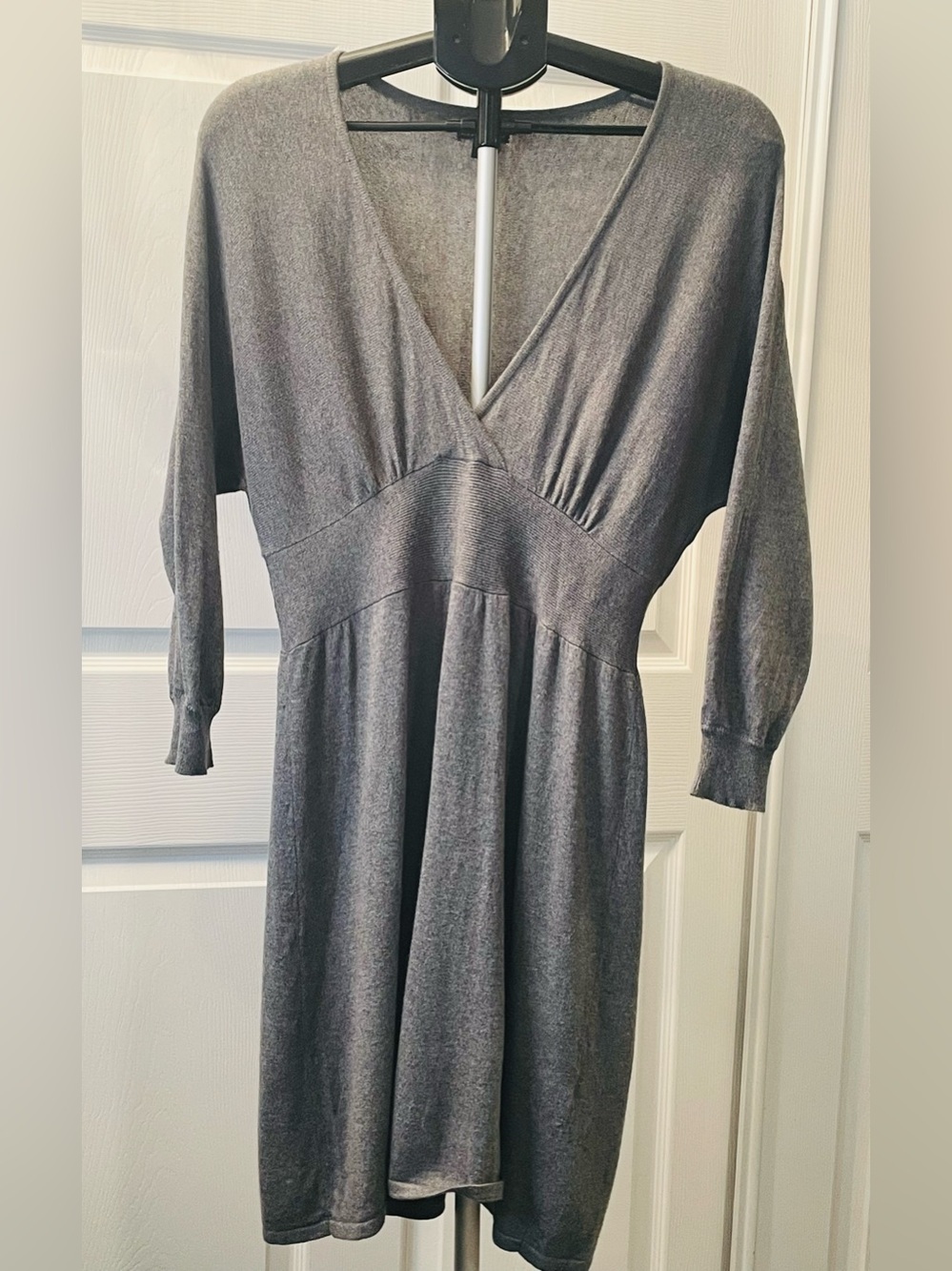 Express Heather Gray V-Neck Knit Dress